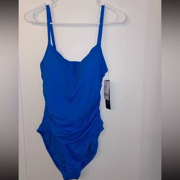 La Blanca Women's One Piece Swimsuit Island Goddess Shirred Side NWT 12 - Picture 3 of 8